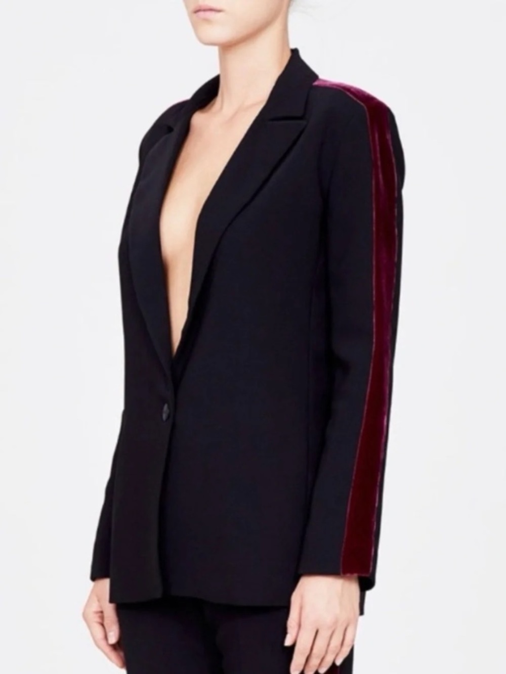 Amanda Uprichard Silk-Blend Blazer w/ Velvet Stripe | Size S | Unworn